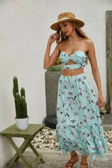 Women's Floral 2 Pcs Long Skirt Set - Femstylo