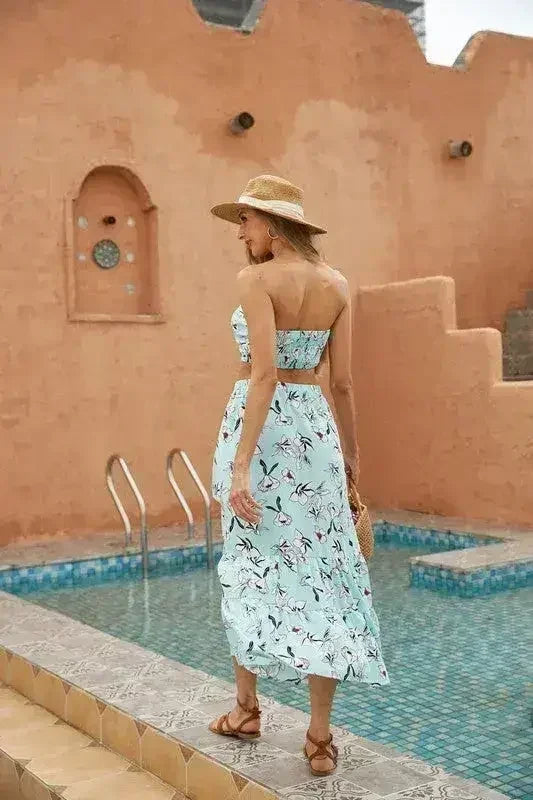 Women's Floral 2 Pcs Long Skirt Set - Femstylo