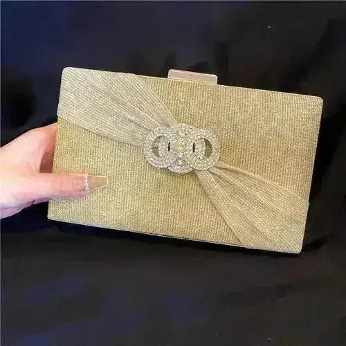 Diamond button-filled square clutch bag Diagonal wedding birthday - Femstylo