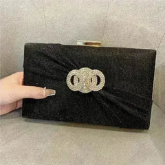 Diamond button-filled square clutch bag Diagonal wedding birthday - Femstylo