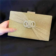 Diamond button-filled square clutch bag Diagonal wedding birthday - Femstylo