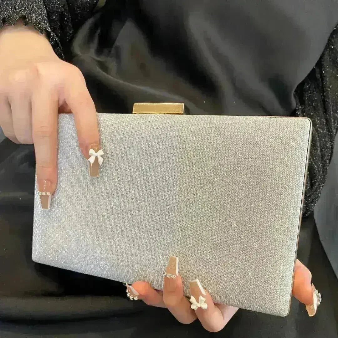 Diamond button-filled square clutch bag Diagonal wedding birthday - Femstylo