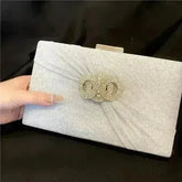 Diamond button-filled square clutch bag Diagonal wedding birthday - Femstylo
