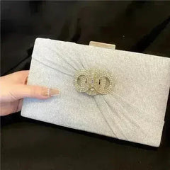 Diamond button-filled square clutch bag Diagonal wedding birthday - Femstylo