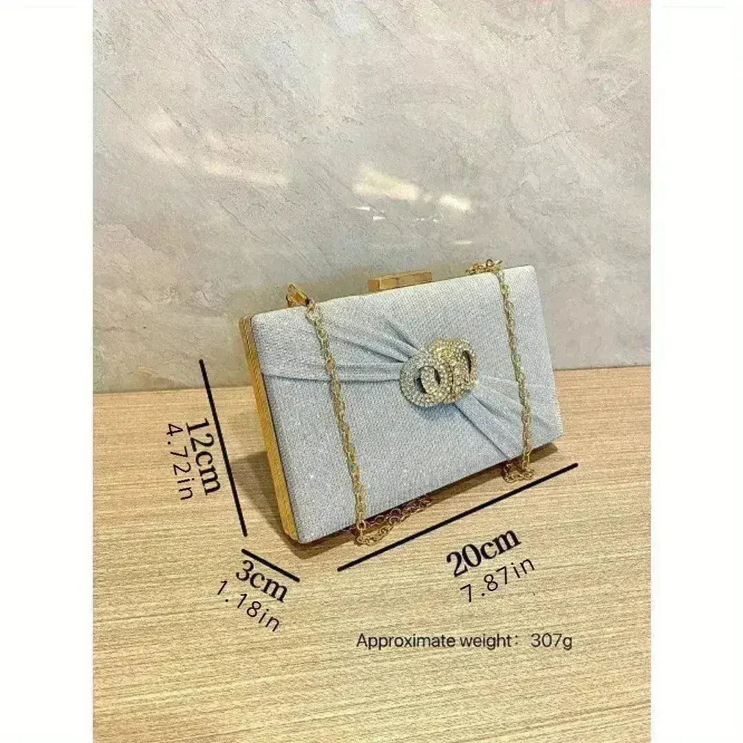 Diamond button-filled square clutch bag Diagonal wedding birthday - Femstylo