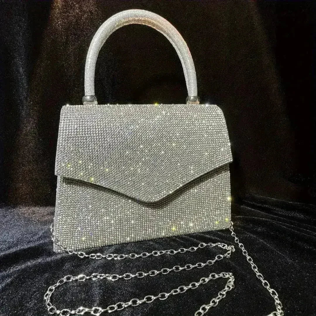 Rhinestone Evening Clutch - Convertible Silver Purse | Femstylo - Femstylo
