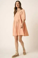 Mittoshop Pintuck Detail Tie Back Mini Dress - Femstylo