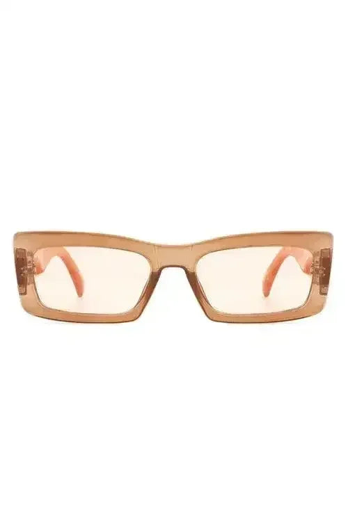 Retro Narrow Rectangle Flat Top Slim Sunglasses - Femstylo