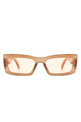 Retro Narrow Rectangle Flat Top Slim Sunglasses - Femstylo