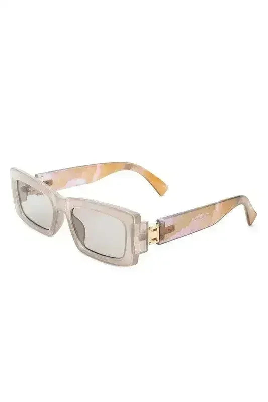 Retro Narrow Rectangle Flat Top Slim Sunglasses - Femstylo