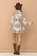 Frayed Aztec Western Shacket - Femstylo