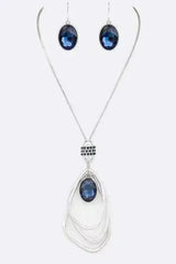 Crystal Drop & Hoops Necklace Set - Femstylo