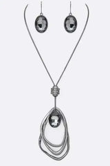 Crystal Drop & Hoops Necklace Set - Femstylo