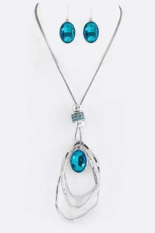 Crystal Drop & Hoops Necklace Set - Femstylo