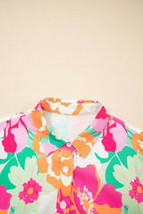 Green Floral Puff Sleeve Buttoned Babydoll Dress