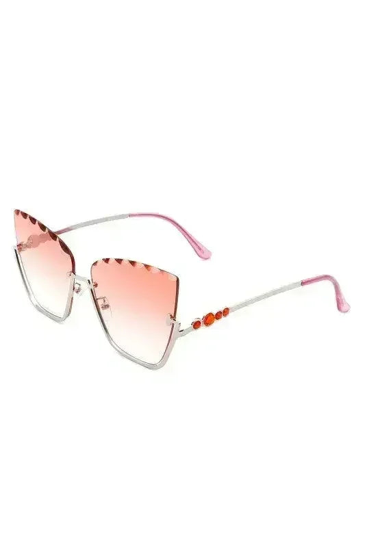 Half Frame Square Tinted Cat Eye Sunglasses - Femstylo