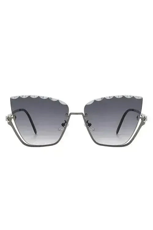 Half Frame Square Tinted Cat Eye Sunglasses - Femstylo