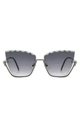 Half Frame Square Tinted Cat Eye Sunglasses - Femstylo