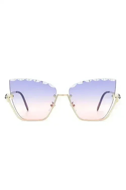 Half Frame Square Tinted Cat Eye Sunglasses - Femstylo