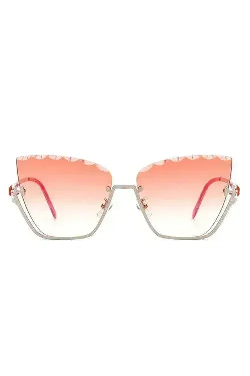 Half Frame Square Tinted Cat Eye Sunglasses - Femstylo