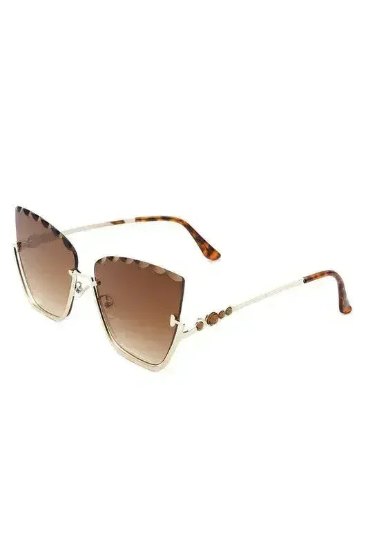Half Frame Square Tinted Cat Eye Sunglasses - Femstylo