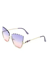 Half Frame Square Tinted Cat Eye Sunglasses - Femstylo