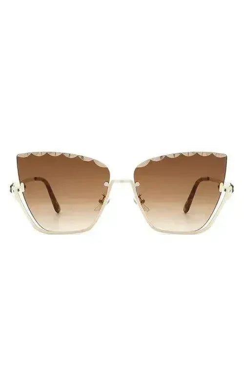 Half Frame Square Tinted Cat Eye Sunglasses - Femstylo
