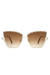 Half Frame Square Tinted Cat Eye Sunglasses - Femstylo