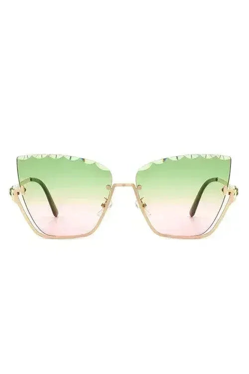 Half Frame Square Tinted Cat Eye Sunglasses - Femstylo