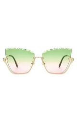Half Frame Square Tinted Cat Eye Sunglasses - Femstylo