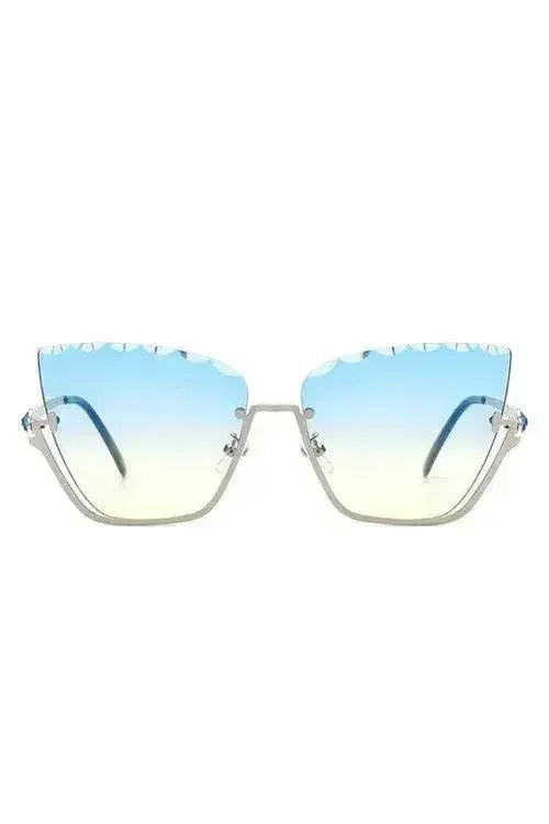 Half Frame Square Tinted Cat Eye Sunglasses - Femstylo
