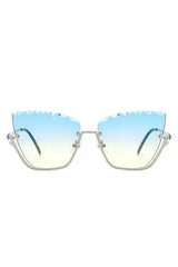 Half Frame Square Tinted Cat Eye Sunglasses - Femstylo