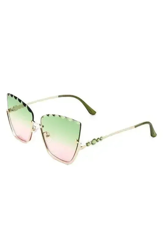 Half Frame Square Tinted Cat Eye Sunglasses - Femstylo