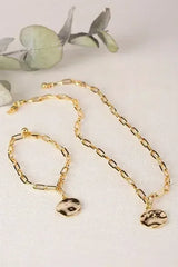 Coin pendant clip chain bracelet and necklace set - Femstylo
