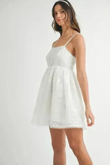 MABLE Eyelet Lace Babydoll Mini Cami Dress - Femstylo