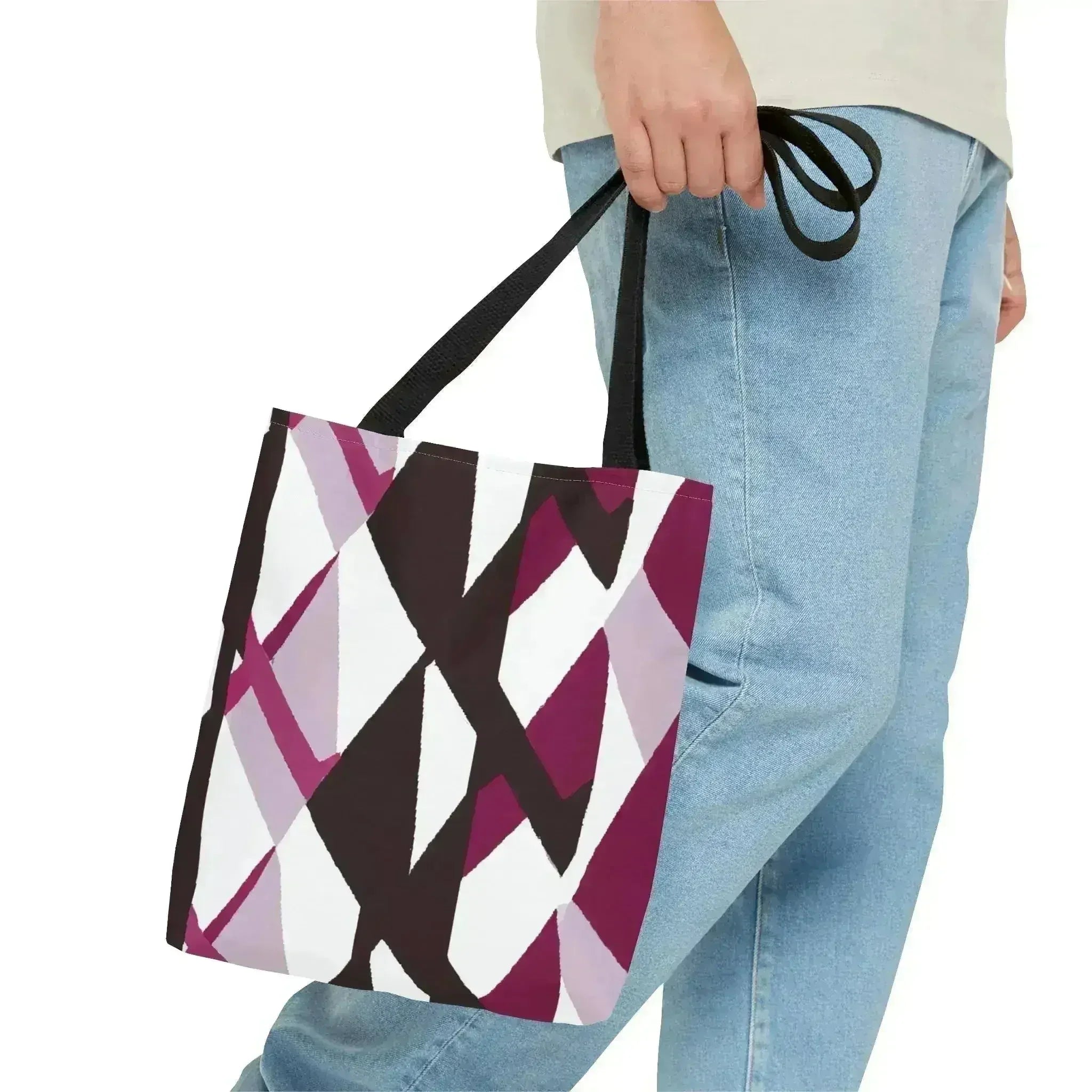 Large Tote Bag Pink Mauve Pattern - Femstylo