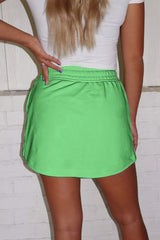 Black French Terry Drawstring Mini Skort with Pockets