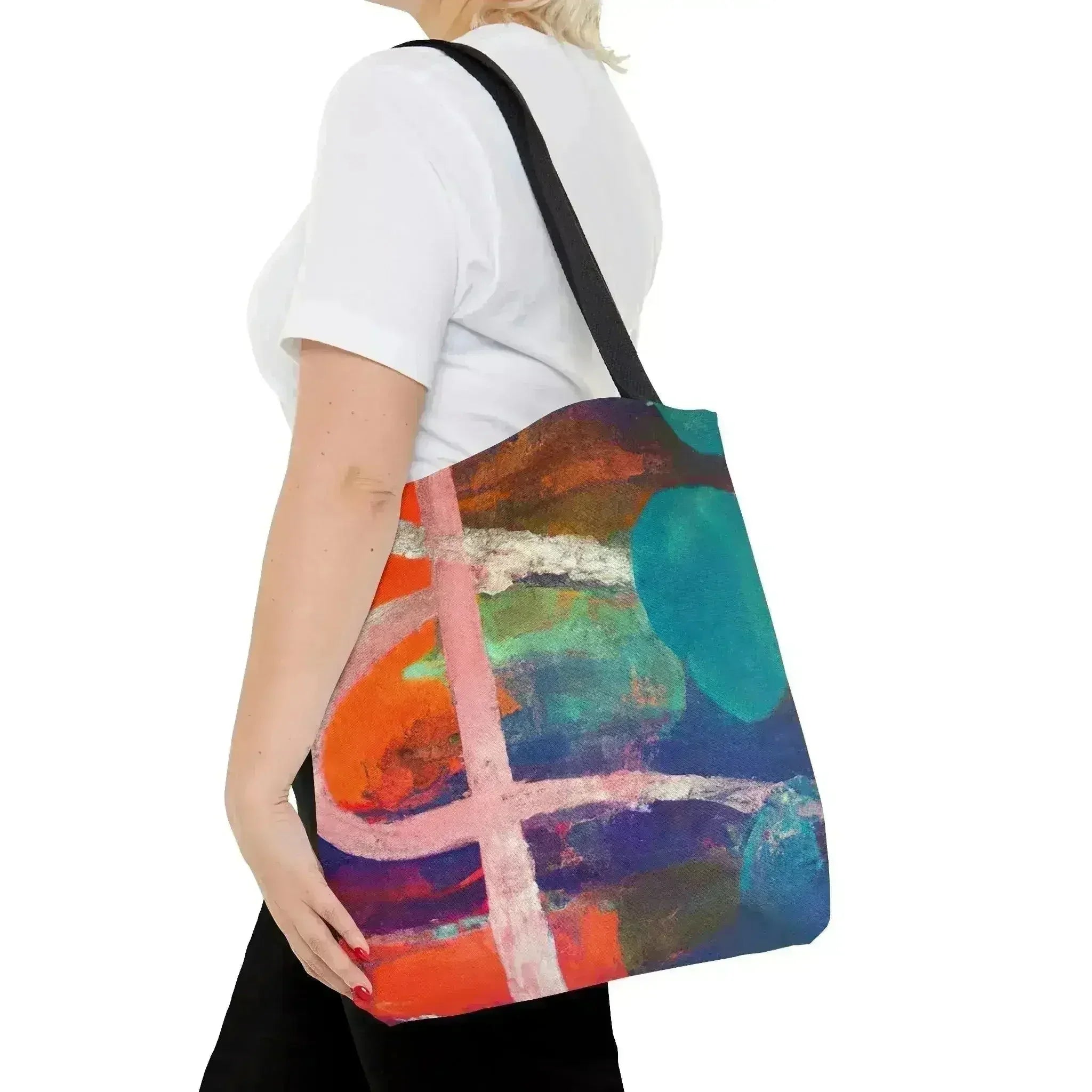Large Tote Bag Multicolor Abstract Expression Pattern 030423b - Femstylo