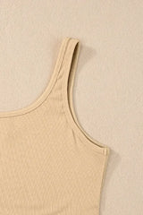 Black Solid Color Ribbed Knit Crop Tank Top - Femstylo