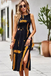 Smocked tiered midi dress - Femstylo
