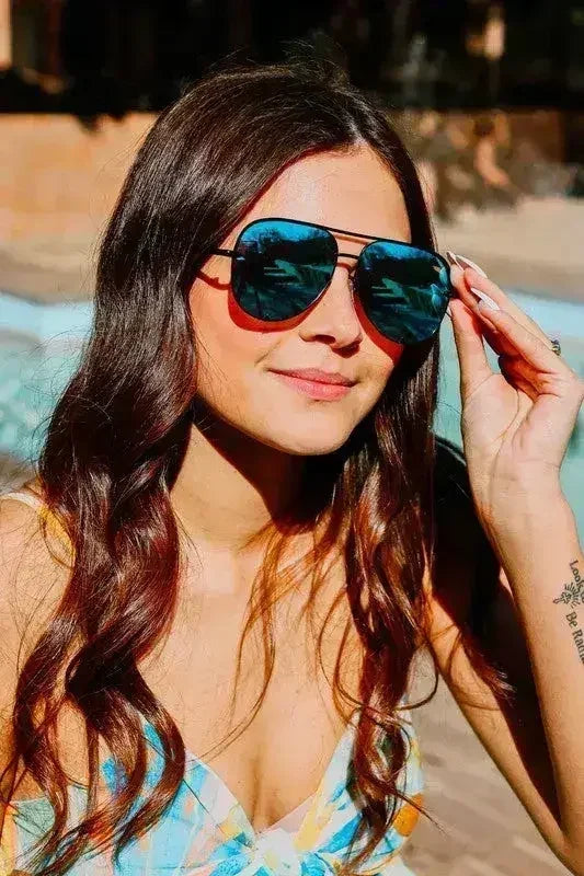 Black Blue High Quality Unisex Aviator Sunglasses - Femstylo