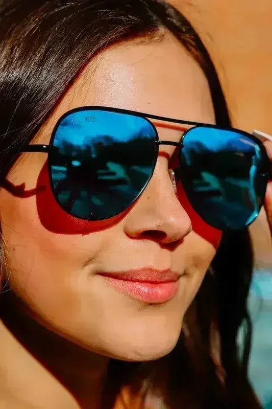 Black Blue High Quality Unisex Aviator Sunglasses - Femstylo