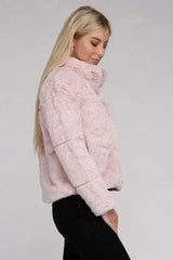 Fluffy Zip-Up Sweater Jacket - Femstylo