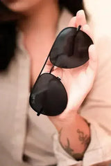 Black Black Unisex Aviator Sunglasses - Femstylo
