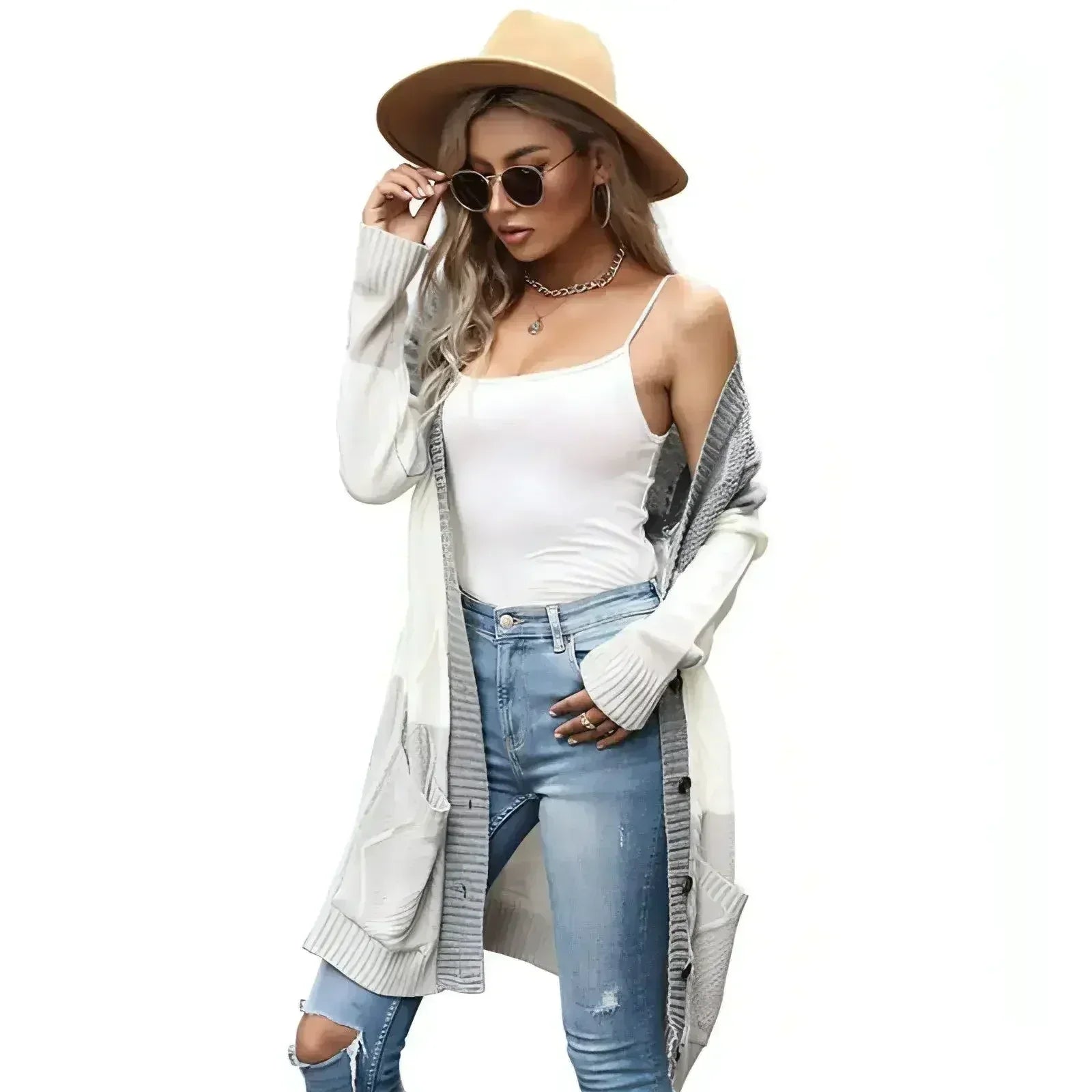Color Matching Cardigan Sweater Coat Women - Femstylo