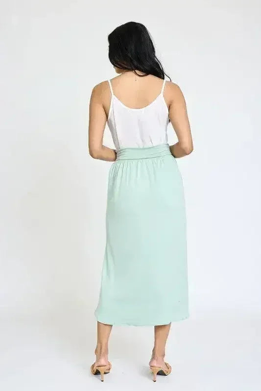 Solid Side Slit Midi Skirt – Made in USA with High Slit - Femstylo