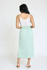 Solid Side Slit Midi Skirt – Made in USA with High Slit - Femstylo