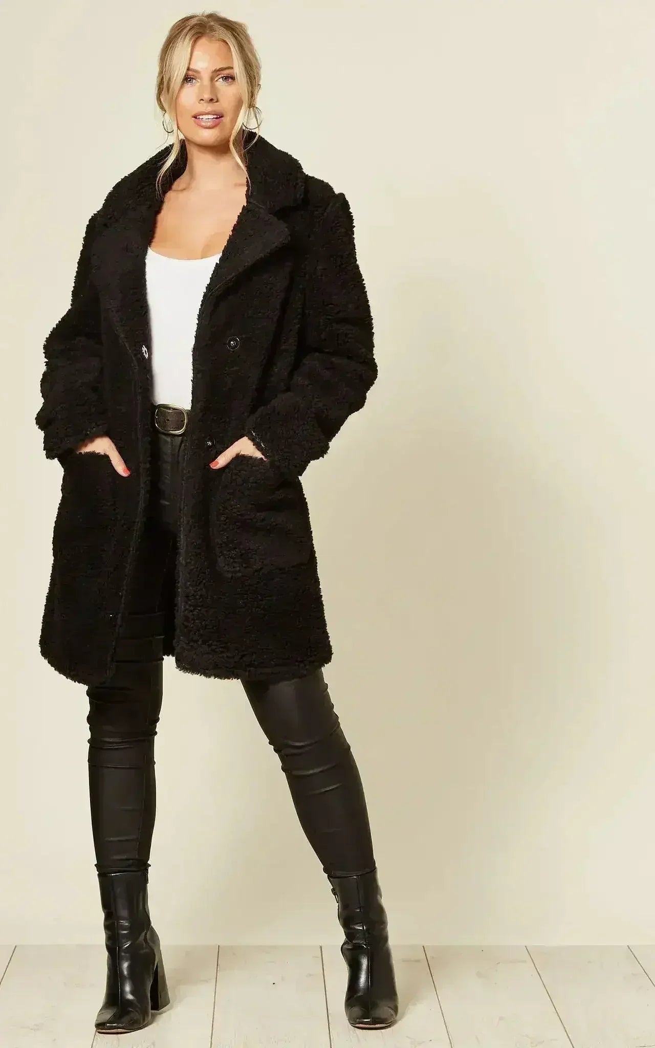 Stud Button Borg Teddy Coat (1905) - Femstylo