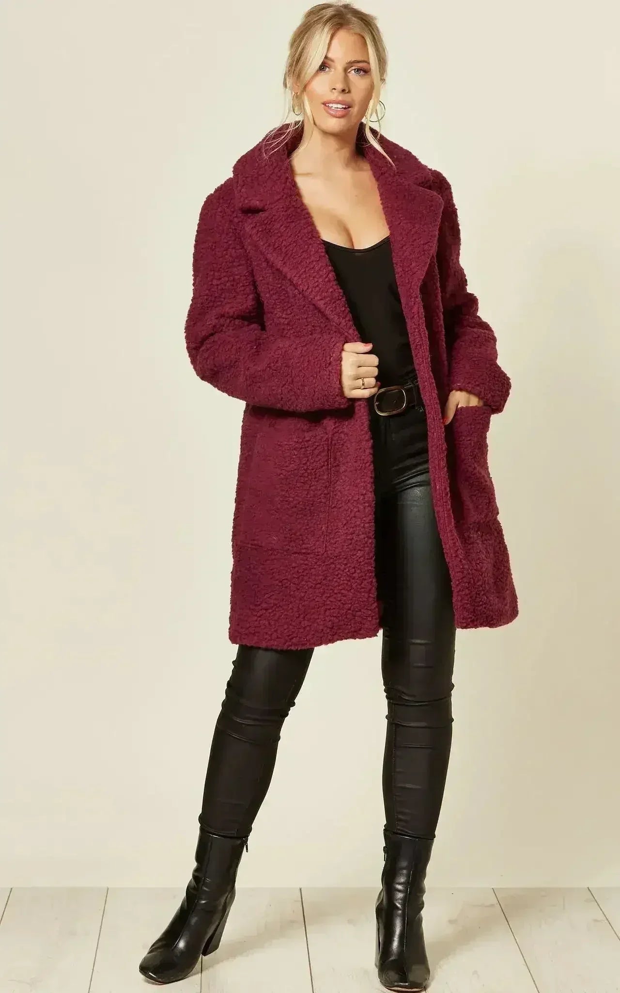 Stud Button Borg Teddy Coat (1905) - Femstylo
