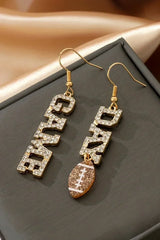 Football Rhinestone Dangle Earrings | Gold Game Day Jewelry - Femstylo